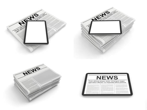 istock Newspaper and tablet pc on a white background. Blank space for news page template. 1300339249