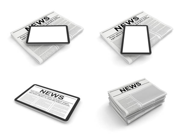 istock Newspaper and tablet pc on a white background. Blank space for news page template. 1300339252