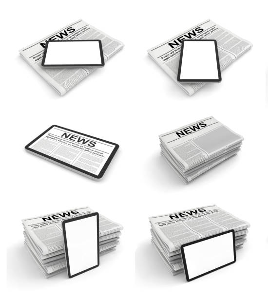 istock Newspaper and tablet pc on a white background. Blank space for news page template. 1300339258