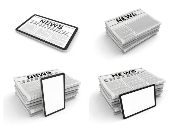 istock Newspaper and tablet pc on a white background. Blank space for news page template. 1300339263