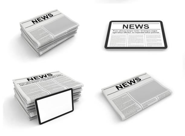istock Newspaper and tablet pc on a white background. Blank space for news page template. 1300339276