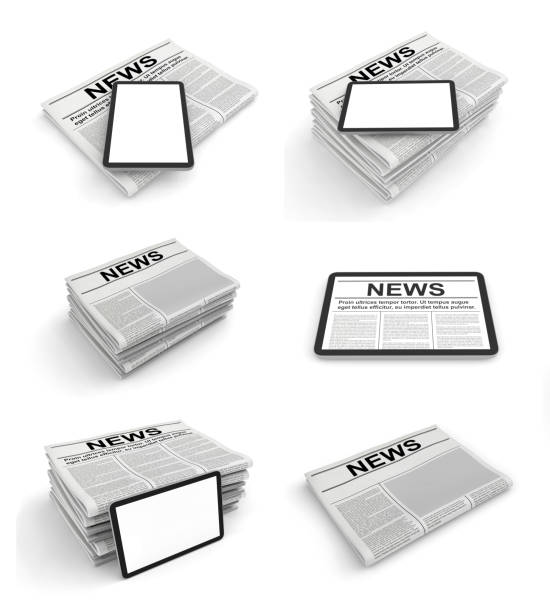 istock Newspaper and tablet pc on a white background. Blank space for news page template. 1300339282