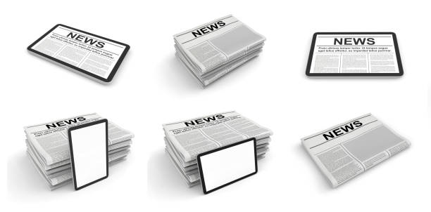 istock Newspaper and tablet pc on a white background. Blank space for news page template. 1300339296