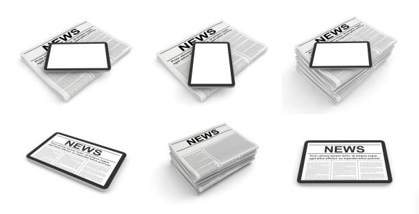 istock Newspaper and tablet pc on a white background. Blank space for news page template. 1300339299