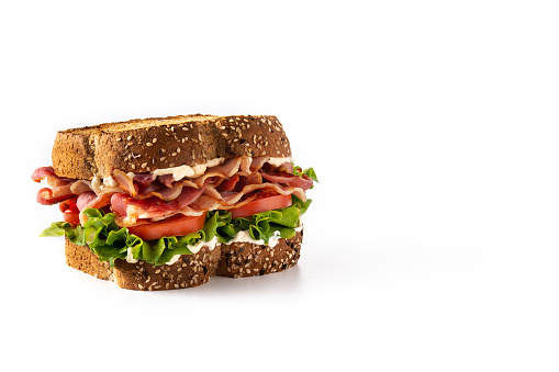 Classic BLT sandwich isolated on white background