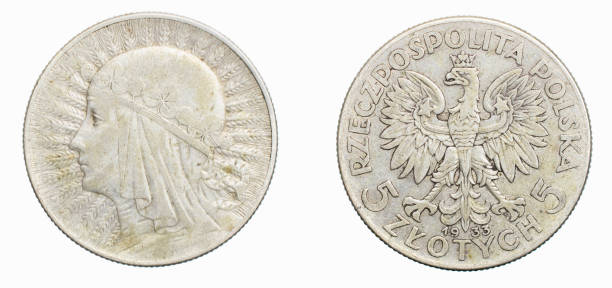 istock five Polish zloty coin on a white isolated background 1300343504