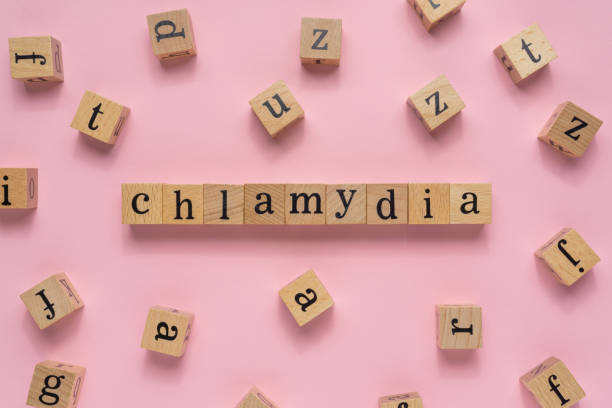 istock Creative concept Chlamydia word on wooden block. Flat lay. 1300343587