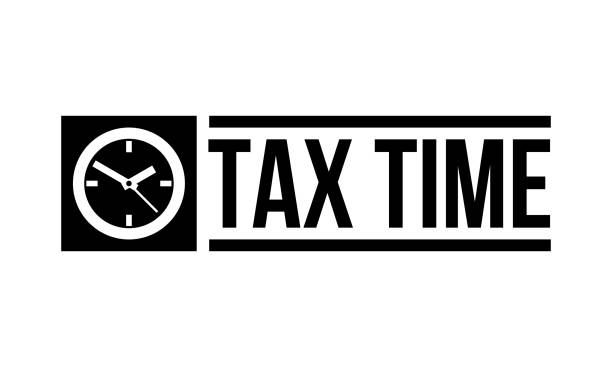 クロック、締切りやカウントダウンベクトルの概念と税タ��イムスタンプ - tax time refund planning点のイラスト素材／クリップアート素材／マンガ素材／アイコン素材