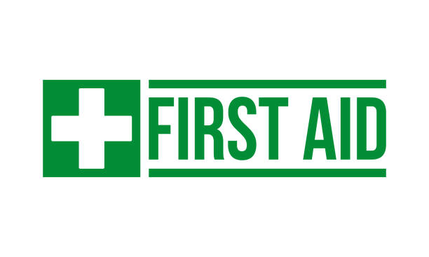 first aid green mark with cross, vector illustration first aid green mark with cross, vector illustration first aid stock illustrations