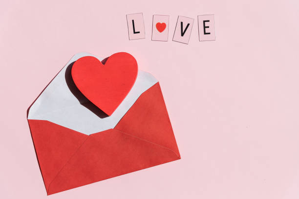 istock Valentines Day Envelope Mail, Red Heart . Valentine Letter Card, Wedding Concept. love mail, red envelope. happy valentines day concept, Romantic love message 1300346384