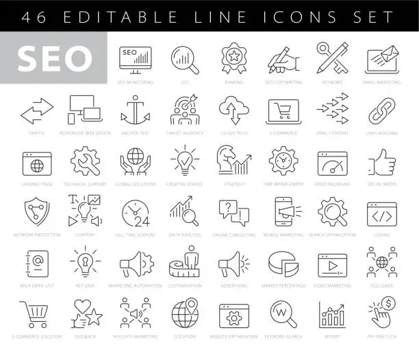 Vector illustration of Line SEO Icons