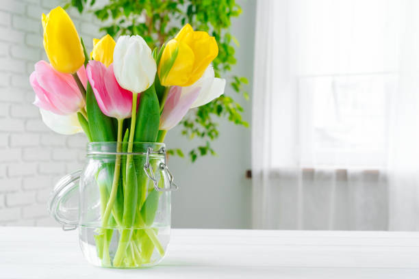 istock Bouquet of fresh flowers on a table, close up 1300356501