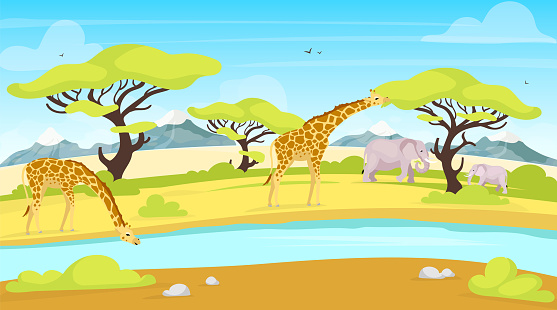 Free download of African Landscape with animals Vector Graphic