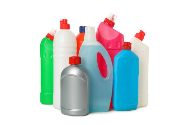 istock Bottles with detergent isolated on white background 1300359856