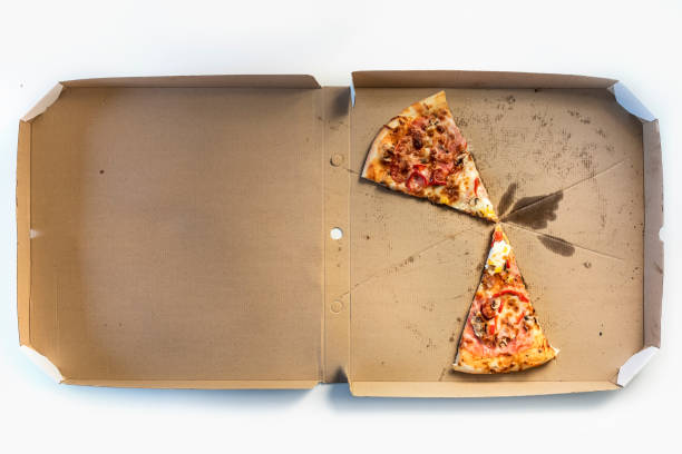 istock Last two slices of pizza in a delivery cardboard box 1300361155