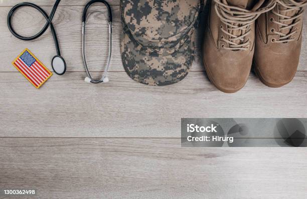 Us Military Doctor Equipment Stock Photo - Download Image Now - American Flag, Camouflage, Camouflage Clothing