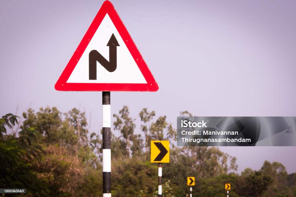 Indian Road Cautionary Sign Indicating Right Reverse Bend Ahead Sign indian-road-cautionary-sign-indicating-right-reverse-bend-ahead-sign