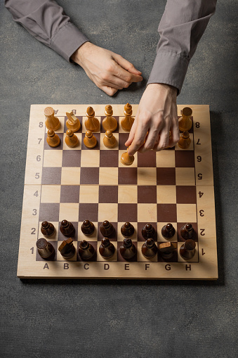 The first pawn move in a chess game