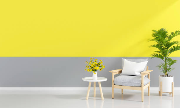 istock Gray sofa in living room and free space for mockup, 3D rendering 1300367365