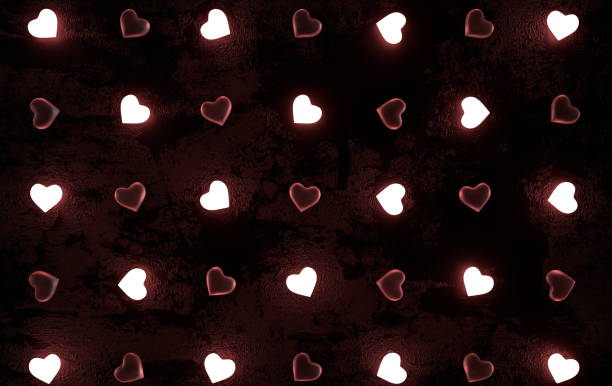 istock Valentines hearts background pattern 3d rendering illustration. Love celebration poster, greeting card, banner template. One in a thousand, romantic acquaintance concept. Burning heart light 1300369458