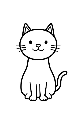 Ilustración de Ilustración De Un Gato Sentado Frente Al Frente y más  Vectores Libres de Derechos de Gato doméstico - Gato doméstico, Diseño de  trazado, Blanco y negro - iStock