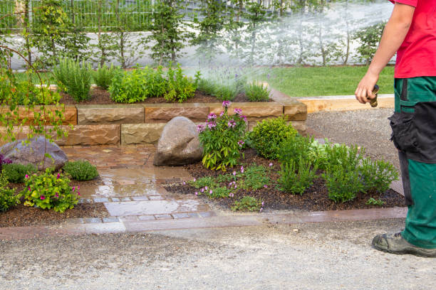 Watering plants in the park