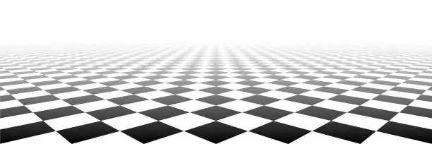 Vector illustration of Checkered tile geometric perspective checkerboard surface material vector background illustration.