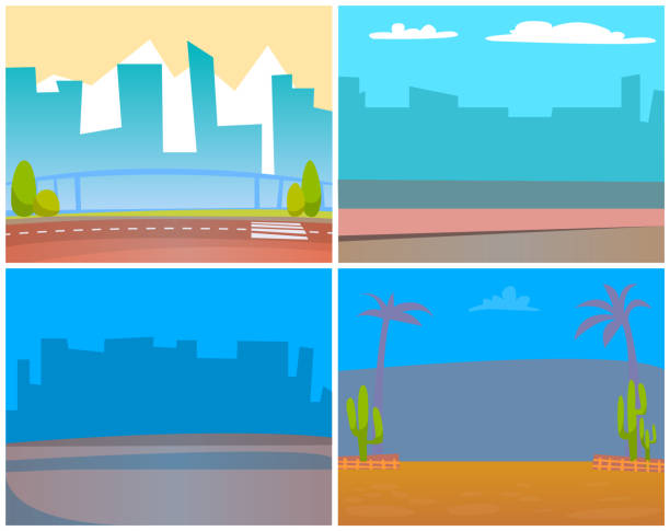 ilustrações, clipart, desenhos animados e ícones de paisagens urbanas e territórios urbanos, cidade e cidade - smog city pollution town