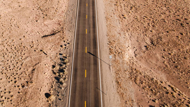 istock Top Down Drone Shot of Highway 6 in Nevada 1300377541