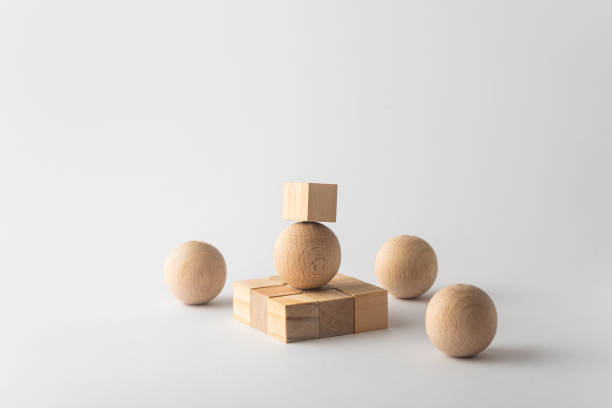istock Geometric wooden shapes background 1300380091