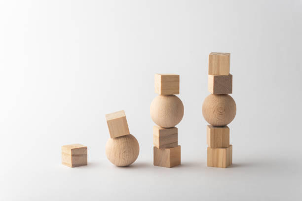 istock Geometric wooden shapes background 1300380103