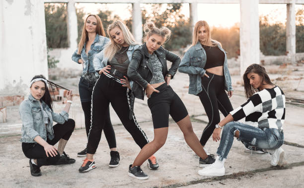 istock Beautiful women dancing group 1300382420