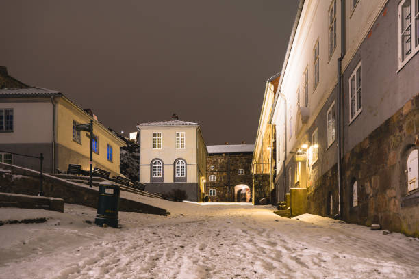 Fredriksten Fortress in Halden on a very cold winter evening Halden/Ostfold/ Norway 02 February 2021 Fredriksten Fortress in Halden on a very cold winter evening halden norway photos stock pictures, royalty-free photos & images