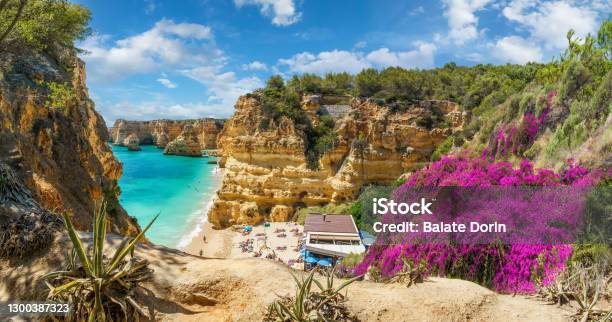 Landscape With Beautiful Navy Beach Stock Photo - Download Image Now - Praia Da Marinha, Portugal, Algarve