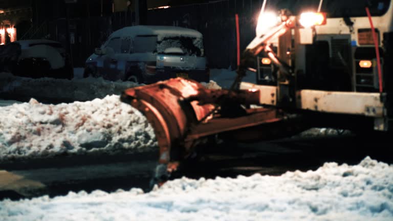 Snowplowing street after heavy snow