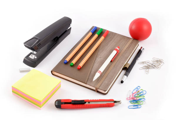 Office supplies isolated on white background
