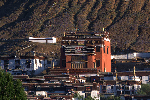 leh, india. 30th august, 2023: views of thikse monastery, the most famous in leh ladakh region