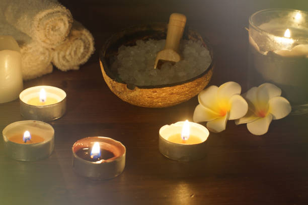 istock There is a Spa set with burning candles on the table 1300393991