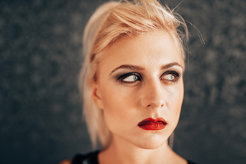 red lips woman portrait