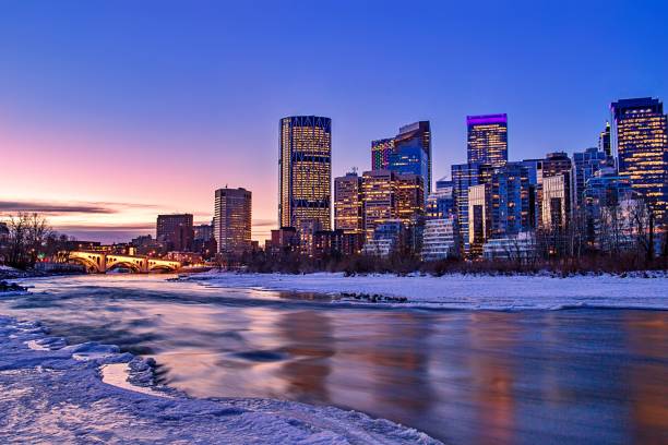 istock Sunrise Glow Over An Icy Downtown Calgary River Valley 1300397802