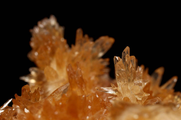 Golden Brown Calcite Crystals stock photo