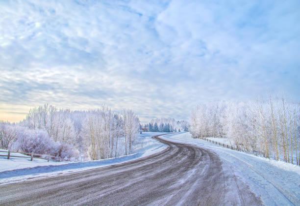 istock Rural Road Through Snowy Landscape 1300398969