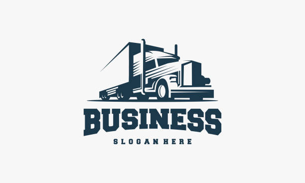 ilustraciones, imágenes clip art, dibujos animados e iconos de stock de el logotipo del camión diseña el vector de la plantilla, el logotipo de la carga, la entrega, la logística exprés - trucking