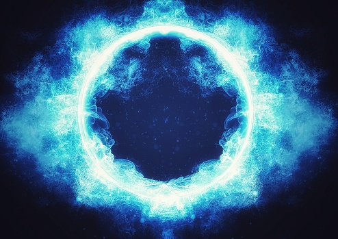 Abstract blue smoke ring