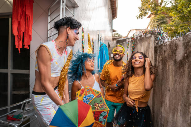 istock Family celebrating carnival at home 1300409994