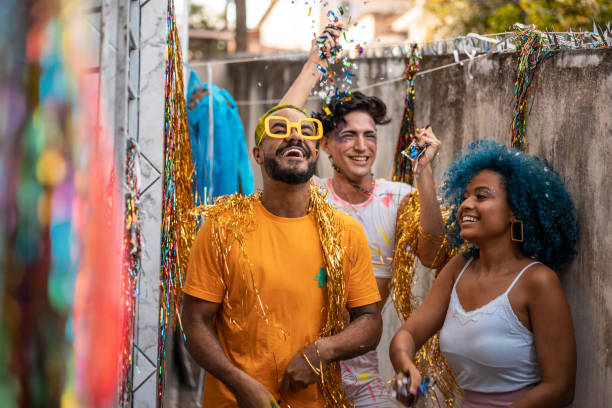 istock Family celebrating carnival at home 1300410017
