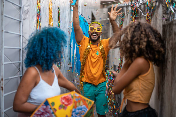 istock Family celebrating carnival at home 1300410027