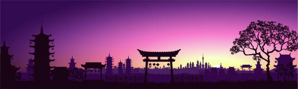 Ilustración de Gran Ciudad Asiática Paisaje Urbano Con Una Hermosa Puesta De Sol Ilustración De Estilo Onda Retro Y Cyberpunk Ilustración Vectorial y más Vectores Libres de Derechos de Estilo manga - Ilustración de Gran Ciudad Asiática Paisaje Urbano Con Una Hermosa Puesta De Sol Ilustración De Estilo Onda Retro Y Cyberpunk Ilustración Vectorial y más Vectores Libres de Derechos de Estilo manga -