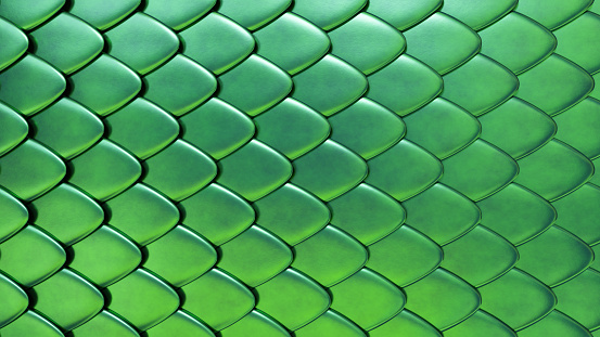 Piel verde serpiente o dragón con escamas. Textura de fantasía. Fondo renderizado en 3D. photo