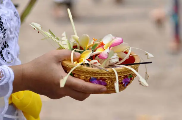 Offerings at the Nyepi ceremony of Indonesian Hindus